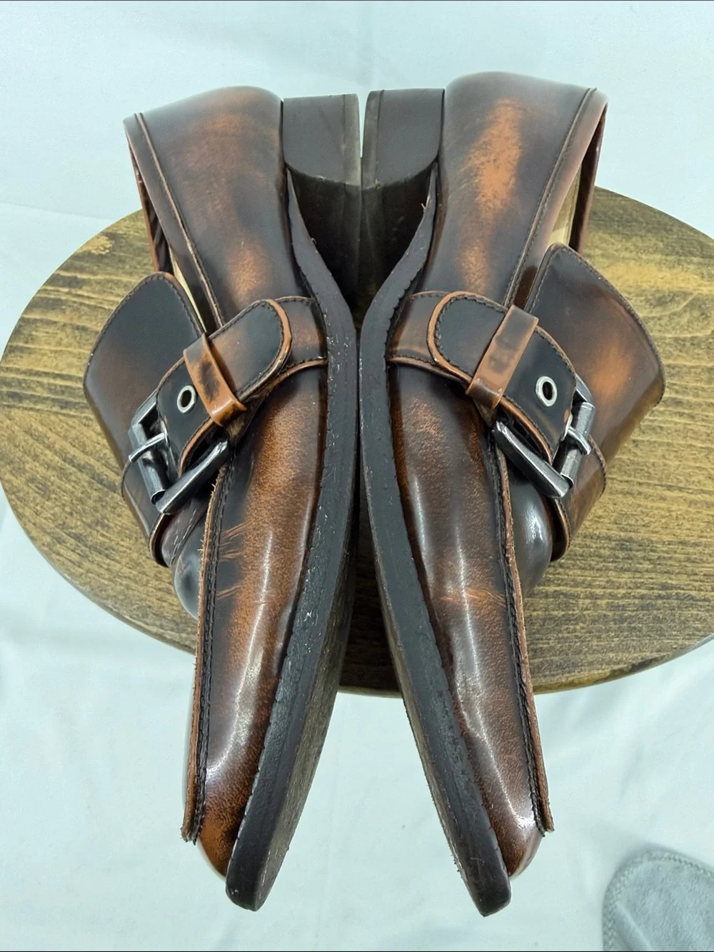 M.Gemi Womens Leather Made in Italy Heeled Loafers w/ Buckle, sz 38